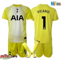 Camiseta Tottenham Hotspur Guglielmo Vicario #1 Portero Tercera Equipación para niños 2025-26 manga corta (+ pantalones cortos)